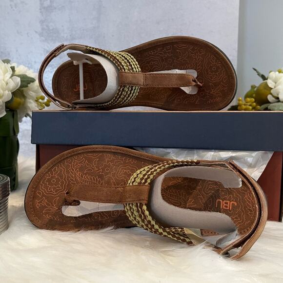 NEW JBU by Jambu Yasmin Velcro Bungee Floral Flats Sandals Saddle Sage Sz 6 - Picture 5 of 15